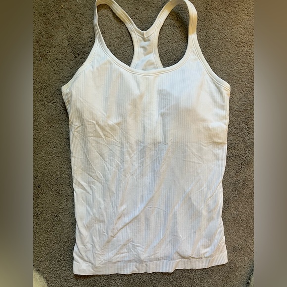 NWOT Lululemon White Ribbed Racerback Tank - Picture 1 of 5